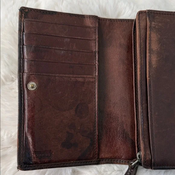 Vintage Y2K Coach Mahogany Brown Leather Billfold Wallet - Picture 7 of 17